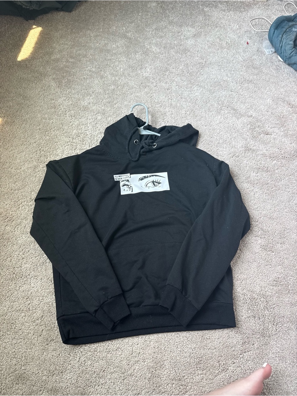 ROMWE Black Hoodie with Graphic Eye Print